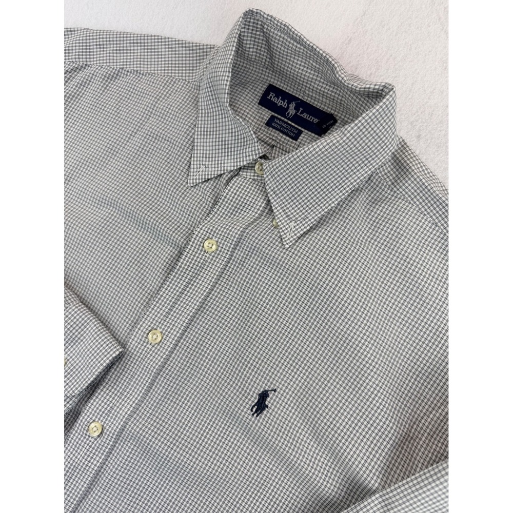 Ralph Lauren Yarmouth Men's Size 15 1/2 Plaid Check 100% Cotton LS Shirt 32/33